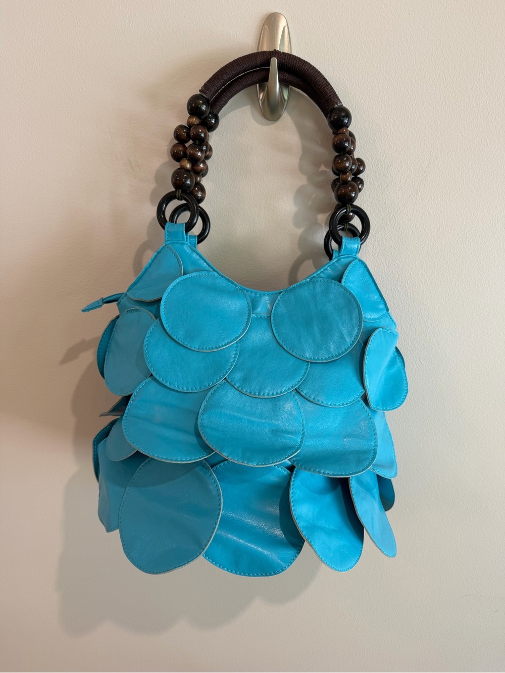 Mermaid Turquoise Circle Appliqué Shoulder Bag